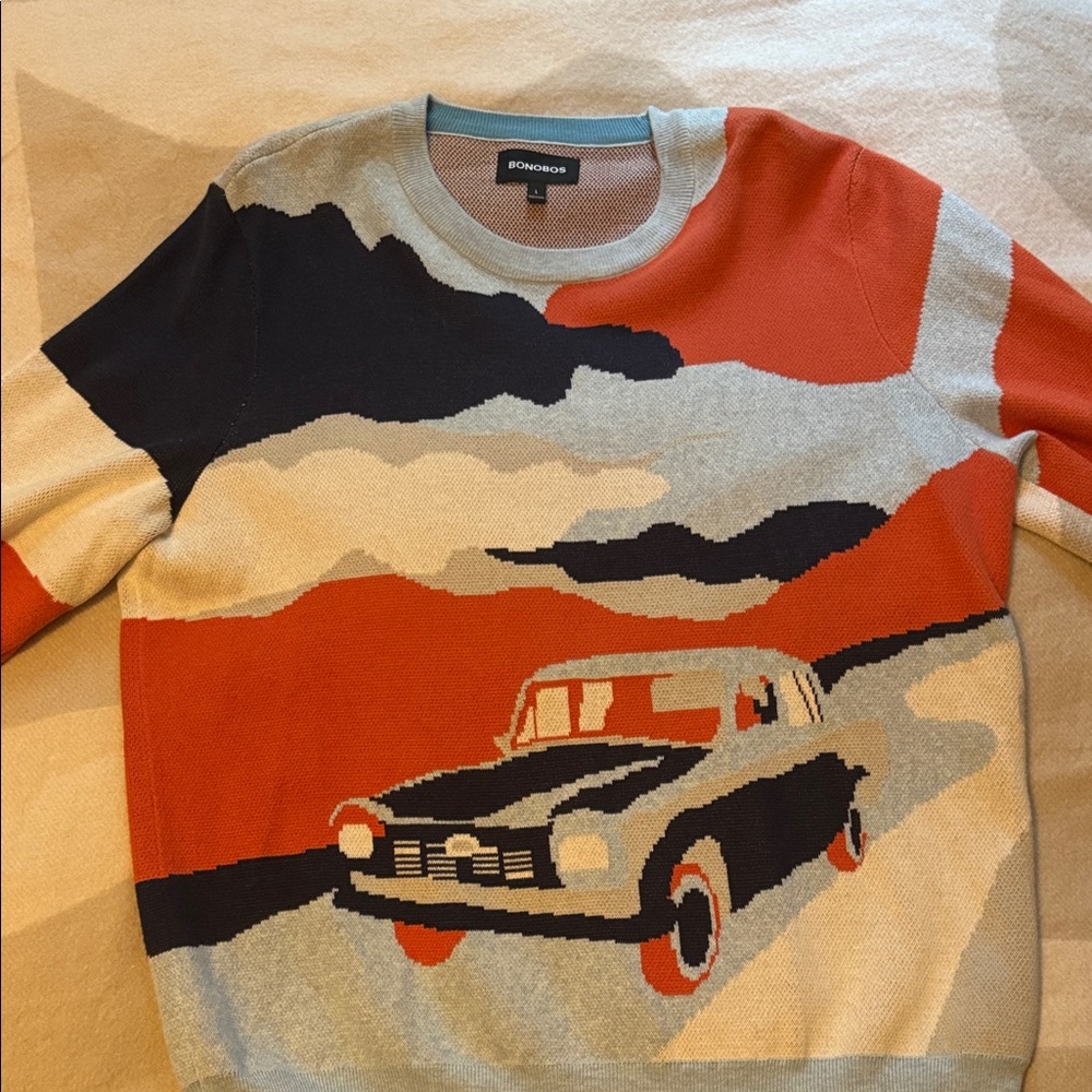 Bonobos Crewneck Sweater - Orange, Blue